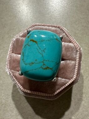 Turquoise Stone sterling silver Ring - Bright Blue Turquoise